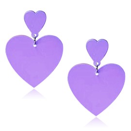 Double Heart Earrings for Women Colorful Love Heart Dangle Drop Earrings Valentine's Day Mother's Day Christmas Gift (G)