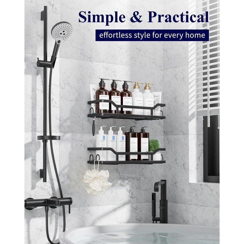 Kitsure Shower Caddy - 2 Pack, No Drilling Shower Organizer