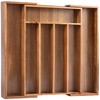 Bellsal Acacia Silverware Organizer Kitchen Drawer Organizer Expandable Bamboo Utensil