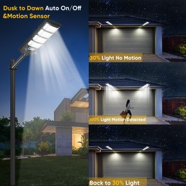 MoMyofdy 4 Pack Solar Street Lights Outdoor Waterproof 6500K 12000LM 5730SMD LEDs Solar Flood Lights Dusk to Dawn Parking Lot Light Wide Motion Sensor and Remote Control for Area Lighting Yard