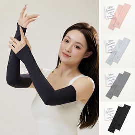 Unisex Seamless Outdoor Cooling Arm Sleeves with Hand Coverage for Golf & Sports Performance Arm Black