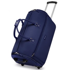 Modoker Rolling Garment Bags, Large Garment Duffle Bag with Wheels, 3 in 1 Garment Suit Luggage Bag for Women Men Business Travel Weekender, Blue