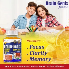 Kids Focus Gummies Omega 3 Apoyo Cerebral y Vitaminas de Memoria para Niños y Adolescentes-60ct