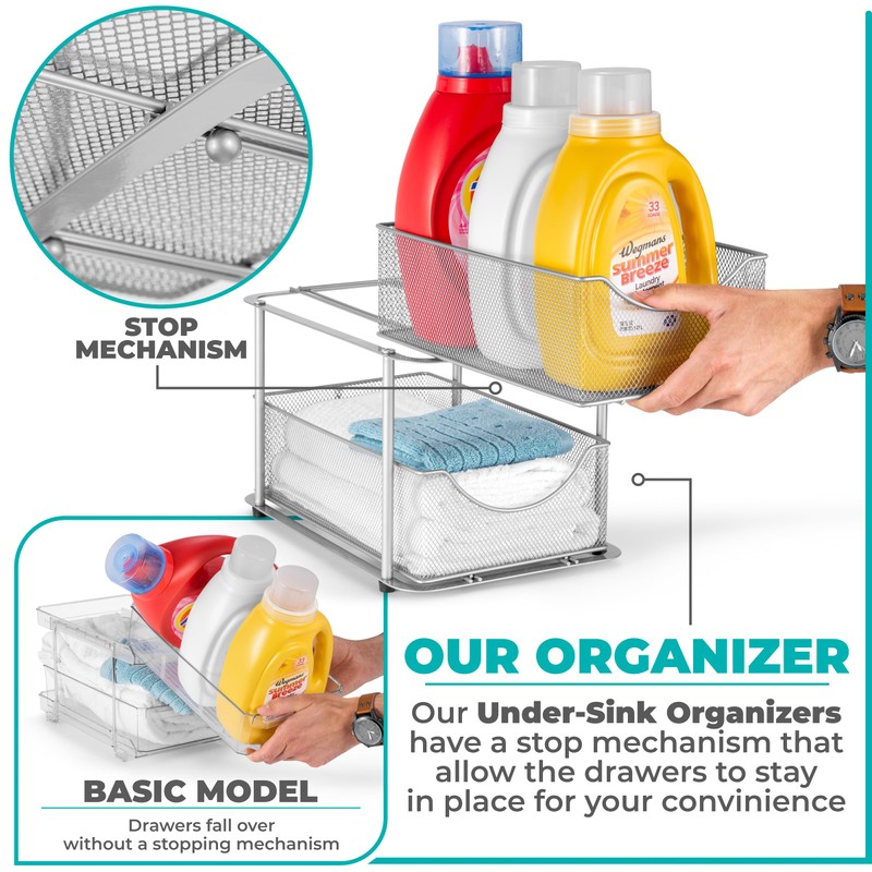 Sorbus 2 Sets of 2 Tier Metal Under Sink Organizer