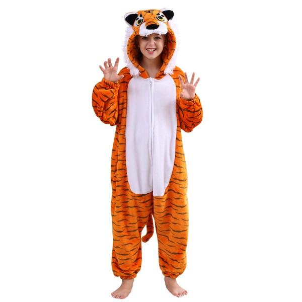SimZoo Kids Animal Pajamas, Boy Girls Tiger Cosplay Costume Sleepwear,