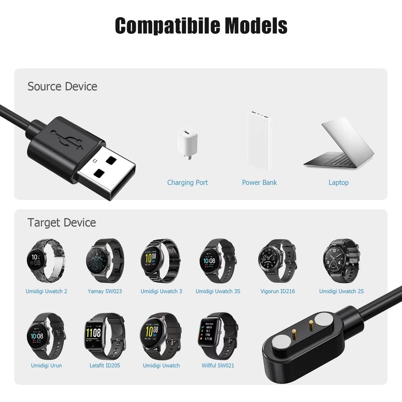 LKHSYAN Smartwatch Charger Cable Magnetic Universal USB Charging Cable 2.84mm