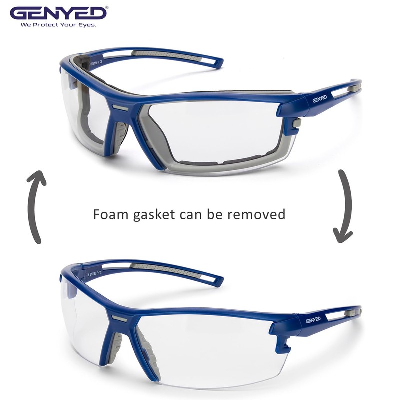 GENYED® Safety Glasses CE EN166 certified with Foam Gasket, Anti
