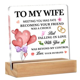 Wife Gifts, Romantic Gift for Wife From Husband, Birthday Christmas Valentine's Day Wedding Gifts for Wife Clear Acrylic Sign 4 x 4 Inches