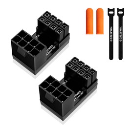 YIMATEECO 8-Pin GPU Power Adapter,2 Pack U Turn 180 Degree Angled 8pin Female to 8pin Male Power Connector Fou Desktop Graphics Card (Angle Down,Black)