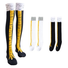 NYGGTYK 2 Pairs Black and White Chicken Feet Socks, Thigh High Socks, Chicken Feet, Thigh High Socks, Women's Socks, Cotton Stockings, Suitable for Cosplay, Party, Birthday, multicoloured