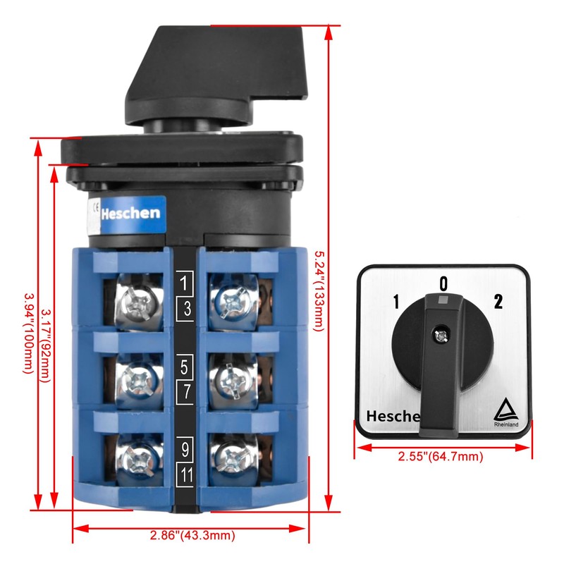 Heschen Universal Rotary Cam Selector Changeover Switch SZW26-63/D303.3 660V 63A