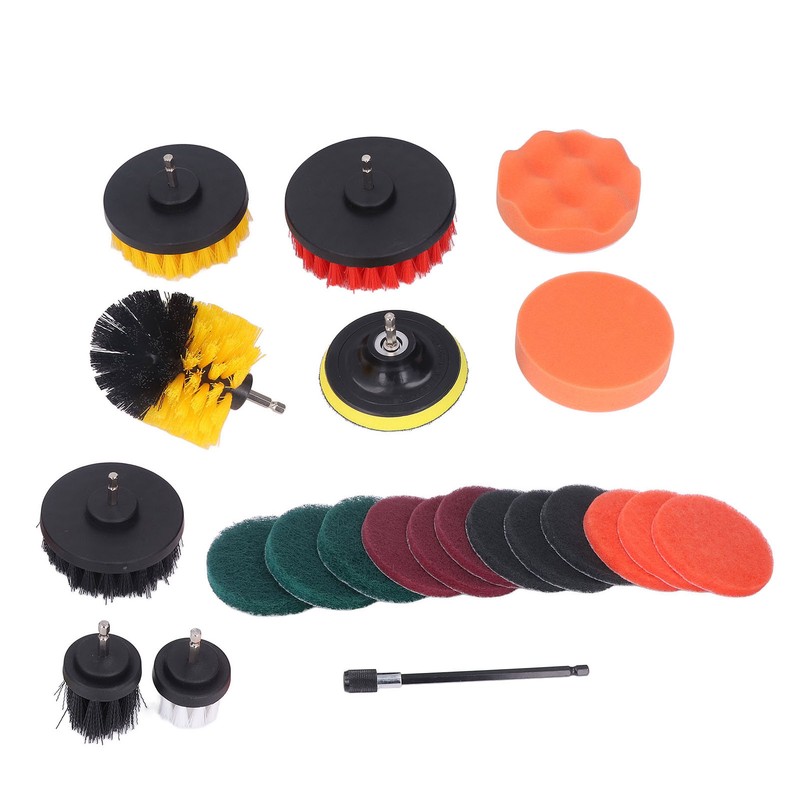 22pcs Drill Brush Attachments Set Multipurpose Power Scrubber Cleaning Kit