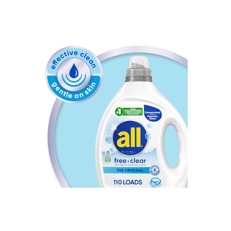 all free clear, Original, Liquid Laundry Detergent for Sensitive Skin,