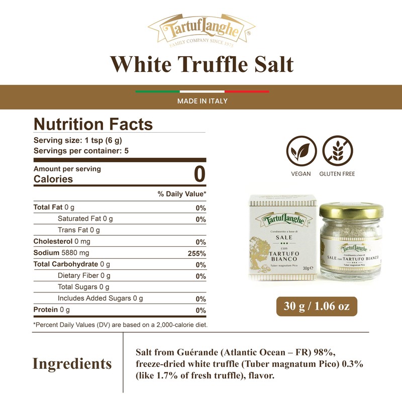 TartufLanghe White Truffle Salt with Guérande Grey Sea Salt and