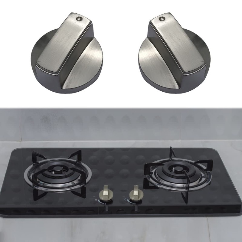 YANWANDEFA 4 Pcs 6MM Gas Hob Knobs Silver Cooker Hob