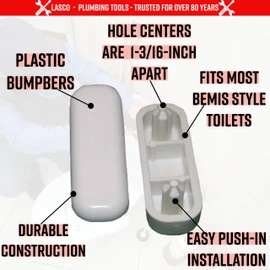LASCO 02-3307 3/4-Inch by 1-3/16-Inch Oval Push-in Replacement Bumpers White Plastic Toilet Seat