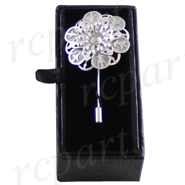 New Men's Suit brooch chest metal flower shape silver lapel pin formal wedding