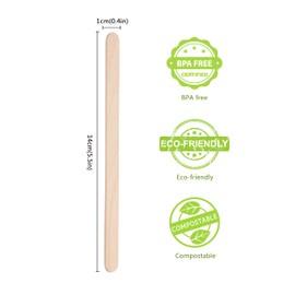 KCKHFA Popsicle Sticks, 100 PCS 5.5"x0.4" Wooden Sticks for Crafts, Waxing, coffee, Ice Cream, and Tongue Depressor