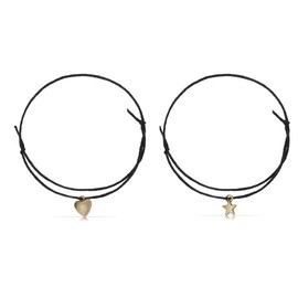 Made by Nami Anklet Set for Women and Girls with Heart and Star Pendant Adjustable Gifts for Women, Leather