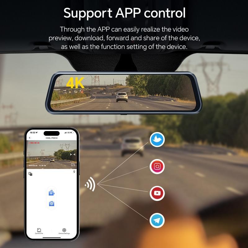 4K Car DVR, Car Rear View Mirror DVR, Car Rear