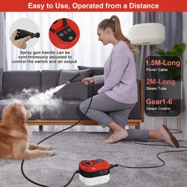 Steam Cleaner for Home, 15s Heat-Up, 1.2L Water Tank, 6-Level Adjustable Handle, Handheld Steam Cleaner for Car Detailing, Dirt, Furniture, Couch, Floor Tile, Bathroom, Bed Bugs, 9Pcs Accessories
