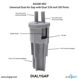 Universal Dual Air Gap with Dual 3/8-inch OD Ports (AG100-002, 34800)