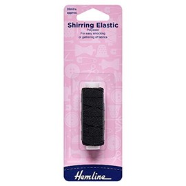 Hemline Shirring Elastic – 0.75mm x 20m Black Thin Polyester Elastic for Smocking, Gathering Hand or Machine & Strengthening Knitwear Cuffs and Welts