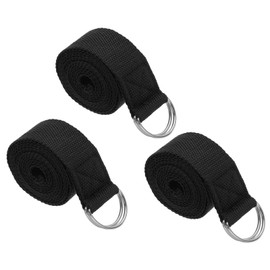 PATIKIL Yoga Strap for Stretching 8 Feet, 3Pcs Cotton Yoga Belt with Adjustable Metal D-Ring Buckle Stretch Bands for Fitness Pilates, Black