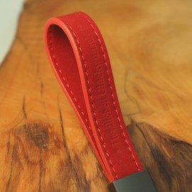 BAWAKO Key ring made of high-quality genuine leather and metal, key ring for car keys, apartment keys, lanyard for men and women, red