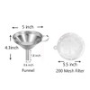 IAXSEE 5-Inch Stainless Steel Funnel with Fine Mesh Strainer, 200