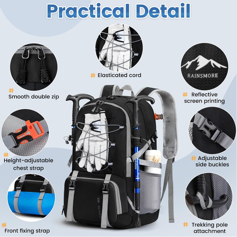 40L Hiking Backpack Waterproof Packable Camping Backpack Lightweight Outdoor Sport