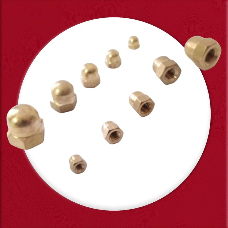 M8 Solid Brass Acorn Dome Cap Nuts DIN1587(Pack of 10)