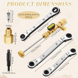 Gisafai Valve Core Remover Installer Tool with Refrigeration Repair Wrench Set Dual Size 3/8" 1/4" 5/16" Port Service Ratchet Wrench with Hex Bit Adapter and Valve Core