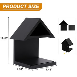 LETUBUYU Wall Mounted Wood Bookcase, Small Bedside Bookshelf, Wooden Triangle Nightstand Book Rest,Gift for Book Lover Stand (Black)