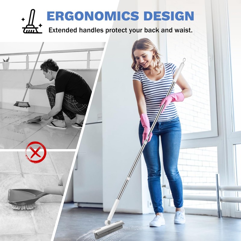 SetSail Grout Cleaner Brush with Long Handle, V-Shaped Floor Scrub
