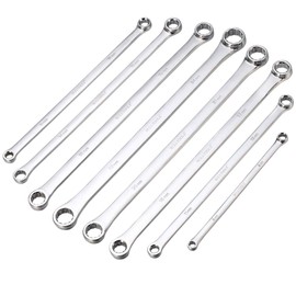 BULLTOOLS Extra Long Double Box End Wrench Set Chrome Vanadium Steel Aviation Wrenches Metric 8-24mm with Organizer Box (8-Piece)