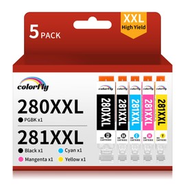 colorfly Colorfly 280XXL 281XXL Compatible for Canon Ink 280 and 281 Cartridges PGI-280XXL CLI-281XXL for Canon TR8520 Ink Cartridges for Pixma TR8620 TR8620a TS6320 TR7520 TS6120 TS6220 TS8220 (5 Packs)