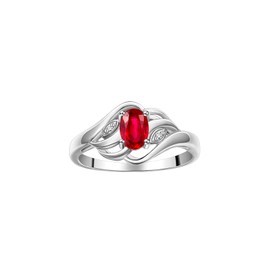 RYLOS Rings for Women Sterling Silver Ring Classic Style Birthstone Ring 6X4MM Gemstone & Genuine Diamonds JulyRuby Jewelry for Women Sterling Silver Rings for Women Girls Ring Size 5,6,7,8,9,10