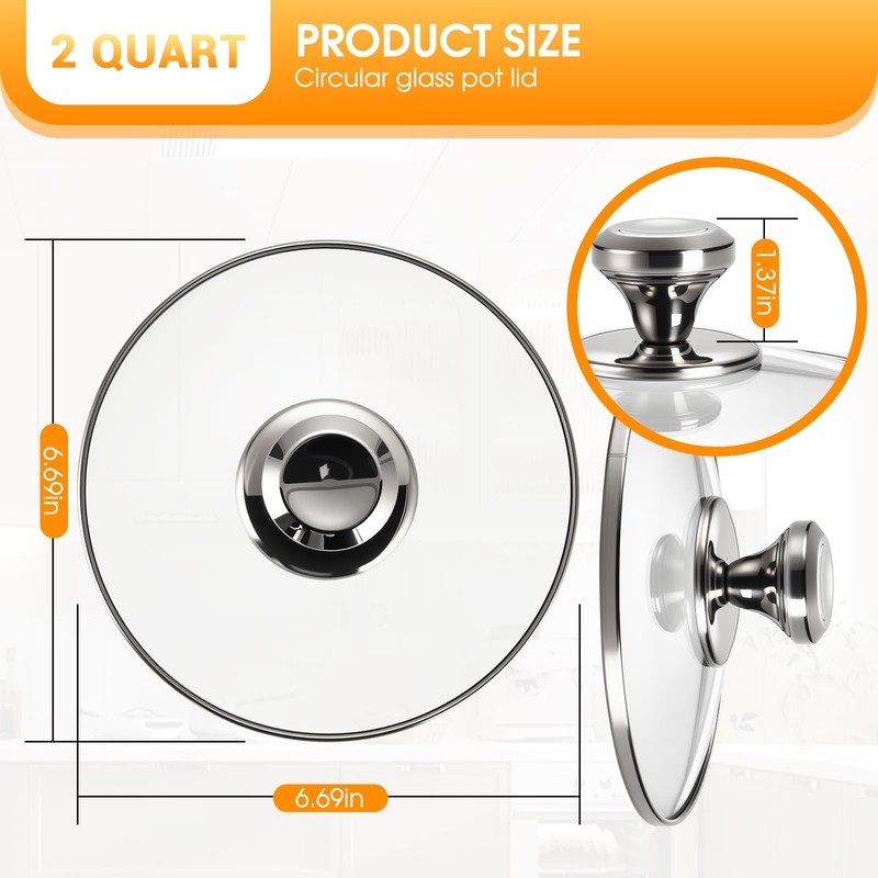 Glass Lid 2 Quart Replacement for Crockpot Manual 2-Quart Slow