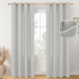 YoungsTex Grey Linen Curtains 84 Inches Length for Living Room Light Filtering Window Drapes Privacy for Bedroom, Dining Office Grommet, 2 Panels, Grey, 52 X 84 Inch