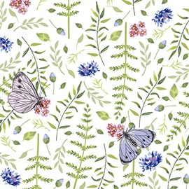 20 Napkins Butterflies Explore the Meadow Flowers Size Spring Summer Table Decoration 33 x 33 cm