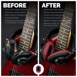 Brainwavz Replacement Earpads for Sony MDR 7506, V6, CD900ST, Memory Foam Ear Pad & Suitable for Other On Ear Headphones, Dark Red