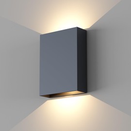 ilucezzo Up and Down Wall Lights for Bedroom LED Wall Lights, 6.3'' Mordern Porch Light, IP65 Waterproof Wall Lamp 10%-100% Dimmable, 120-277V, 15.5W 3000K CRI90+ (Black)