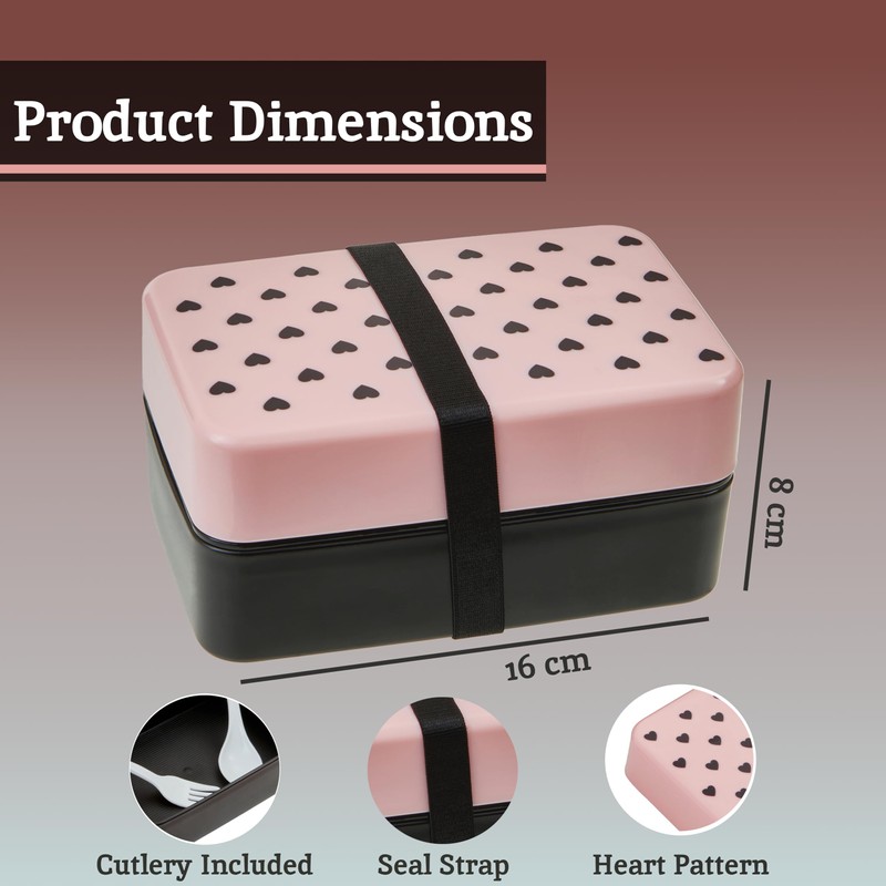Premier Housewares Lunch Box for Kids, Black, Pink, One Size