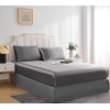 DuShow Satin Fitted Sheet King Dark Grey,Silky Deep Pocket Satin