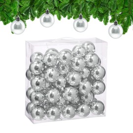Relaxdays Christmas Baubles Set of 50 Plastic Diameter 6 cm Festive Christmas Tree Decoration Shiny Silver