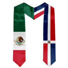 CSFIML Mexico Dominican Republic Mixed Flag Graduation Stole Sash Mexican Flag Graduation Sash For International Graduates
