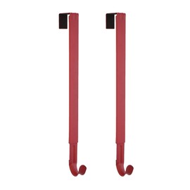 Haute Decor Adapt Adjustable Length Wreath Hanger - 2PACK- Holds up to 20 lbs (Red) - 2 Identical Over The Door Wreath Hanger Hooks
