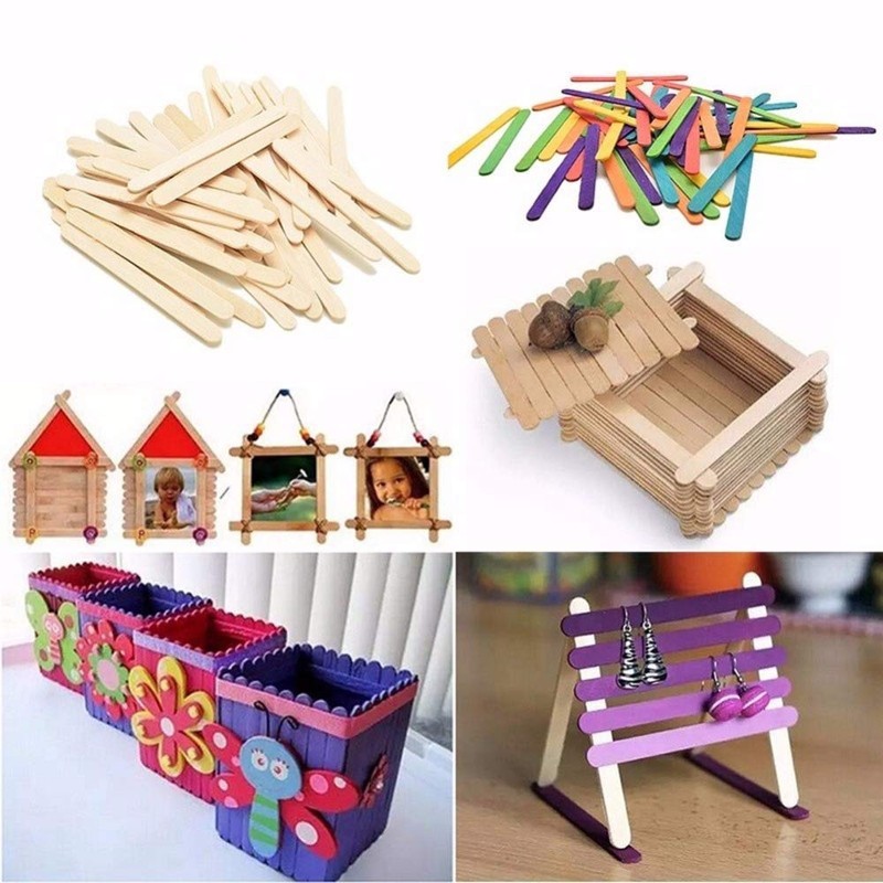 J&L Ray Wooden Sticks, 200 Wooden Ice Sticks DIY Mini