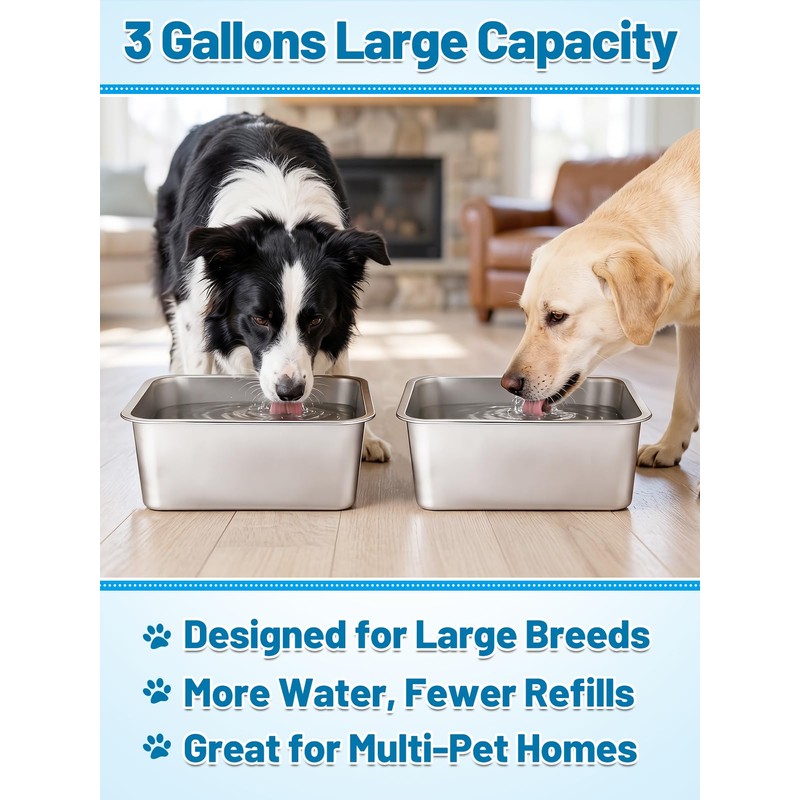 Apipi 2 Pack 3 Gallon Extra Large Food Safe Stainless